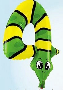 Balón foliový Had 35 cm  - číslice 4 (NELZE PLNIT HELIEM) - safari