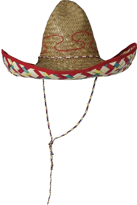 Slaměný klobouk sombrero barevný - Mexiko 50 cm
