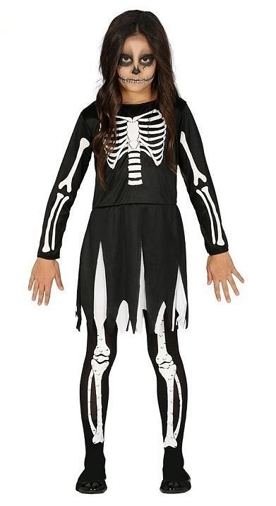 Dětský kostým kostlivec s čepicí - Halloween - vel. M - EKO