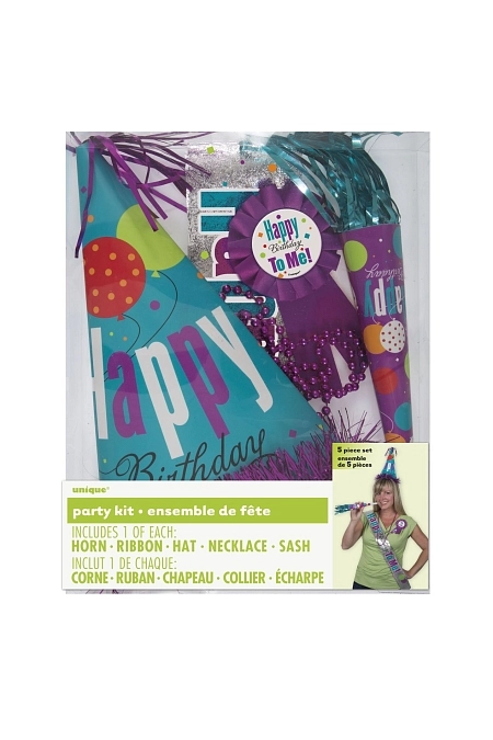 PARTY SADA - NAROZENINOVÁ -  FIALOVÁ / DÁMSKÁ - 5 ks