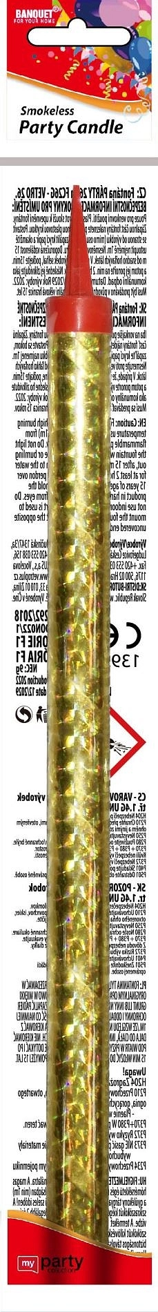 PÁRTY FONTÁNA na dort 12 cm - ZLATÁ - 3 ks 4/40/3