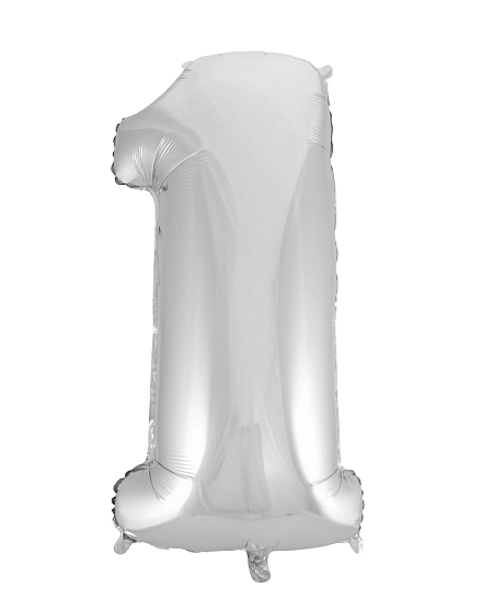 Balón foliový číslice STŘÍBRNÁ - SILVER 102 cm - 1