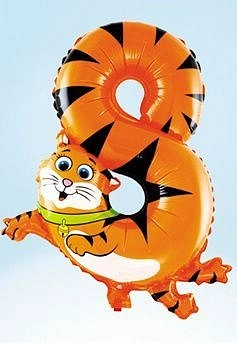 Balón foliový Tygr  35 cm  - číslice 8 (NELZE PLNIT HELIEM) - safari