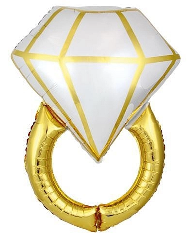 Balón foliový svatební prsten - prstýnek zlatý 80 cm - Rozlučka se svobodou