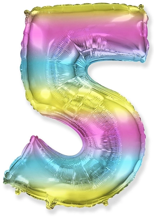 Balón foliový číslice DUHOVÁ 102 cm - 5