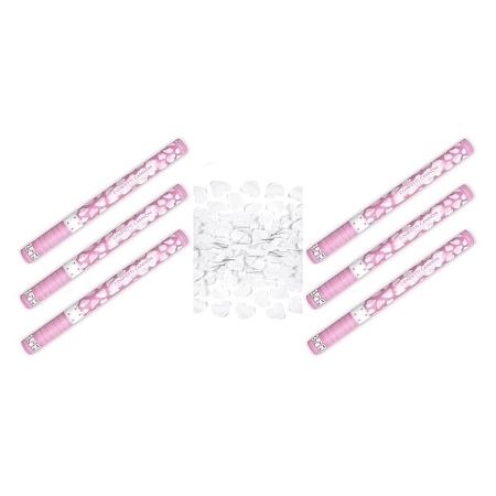 SADA Konfety svatební 60 cm 6 ks BÍLÉ SRDCE