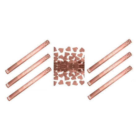 SADA Konfety 60cm - 6ks METALICKÉ RŮŽOVO ZLATÉ / ROSE GOLD SRDCE - Svatba