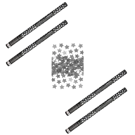 SADA Konfety 80 cm  STŘÍBRNÉ hvězdičky 4 ks - Silvestr