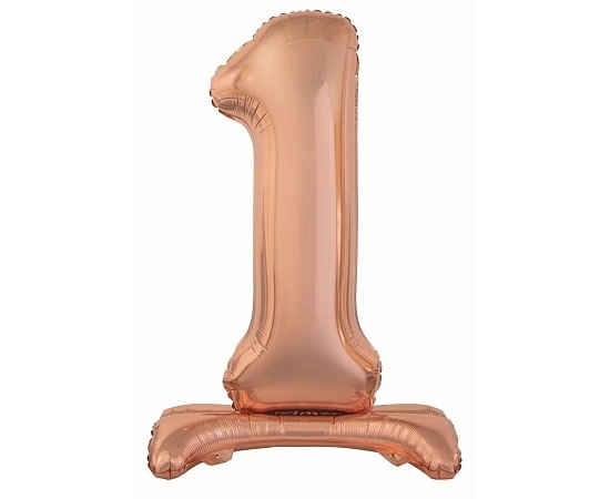 Balón foliový číslice RŮŽOVO ZLATÁ / ROSE GOLD na podstavci, 74 cm - 9