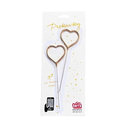 Prskavky ve tvaru srdce - srdíčka - 2 ks / 16,5cm - Valentýn - Svatba