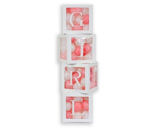 Dekorativní boxy na balónky GIRL - Baby shower - 4 ks