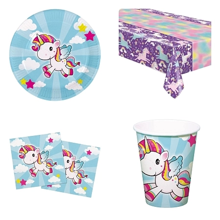 Dětská narozeninová sada Jednorožec  -  Unicorn - 10 osob