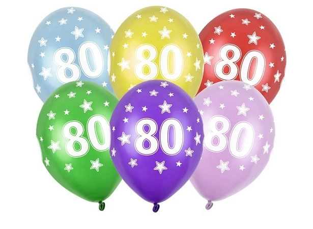 Silné Balónky 30cm metalické mix - narozeniny - Birthday No.80