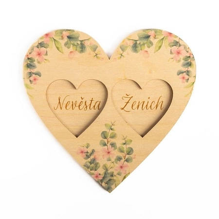 Dřevěný tácek na prstýnky - svatba