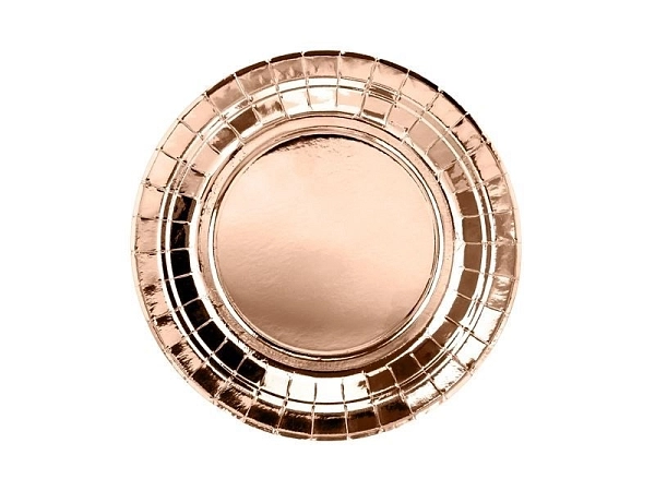 Papírové talíře - růžovo zlaté - rose gold -18cm - 6 ks