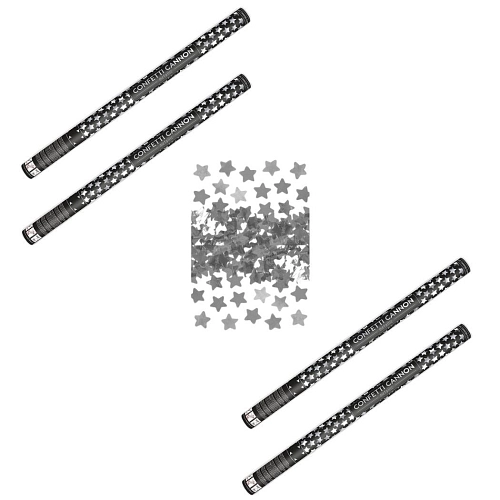 SADA Konfety 80 cm  STŘÍBRNÉ hvězdičky 4 ks - Silvestr