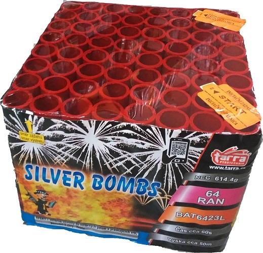 OHŇOSTROJ - BATERIE VÝMETNIC SILVER BOMBS 64 RAN  6/1