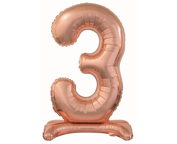 Balón foliový číslice RŮŽOVO ZLATÁ / ROSE GOLD na podstavci, 74 cm - 9