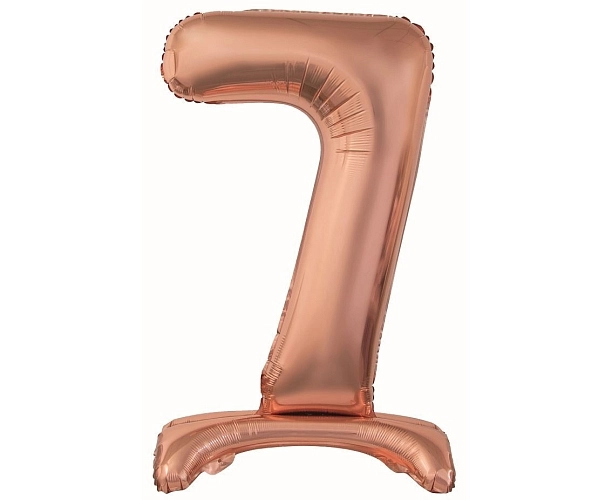 Balón foliový číslice RŮŽOVO ZLATÁ / ROSE GOLD na podstavci, 74 cm - 7