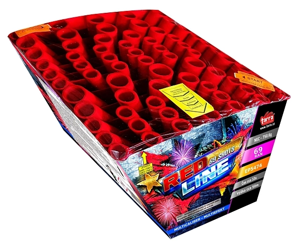 Ohňostroj -  BATERIE VÝMETNIC RED LINE 69 RAN  4x1