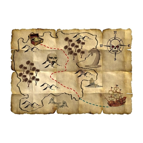 Pirátská mapa k pokladu - 4 ks
