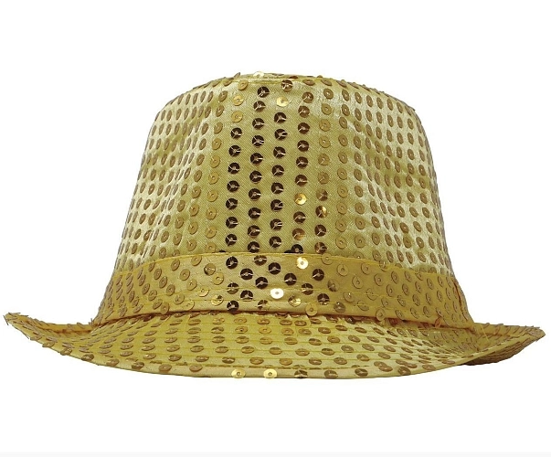 Klobouk zlatý s flitry - disco - 80.léta - Silvestr