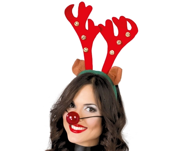 Vánoční čelenka Sobí rohy s rolničkami - Vánoce