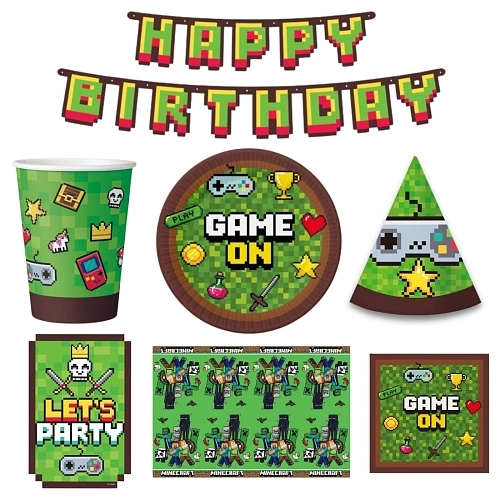 Dětská narozeninová sada Minecraft - Pixel  - 10 osob