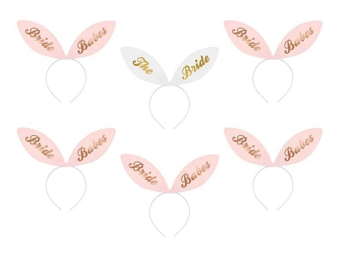 Sada Bride - čelenky králičí uši - Budoucí něvěsta - Rozlučka se svobodou - 6 ks