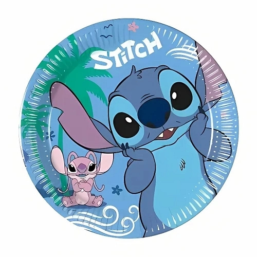 Papírové talíře Stitch a Angel - 19,5 cm - 8 ks