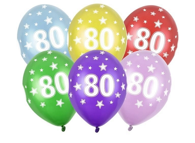 Silné Balónky 30cm metalické mix - narozeniny - Birthday No.80