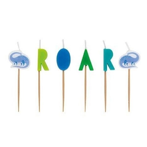 Svíčky dinosaurus - modro zelené - 6ks