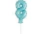 Balón foliový číslice - 8 - SVĚTLE MODRÁ 12,5 cm s držákem