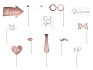 Foto doplňky - fotokoutek - rose gold / růžovozlatý - svatba - mix 12 ks