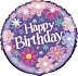 BALON FOLIOVÝ narozeniny - Happy Birthday květy - 45 cm